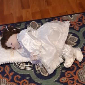 Doll baby Sleeping Heirloom Ceramic and material weighted